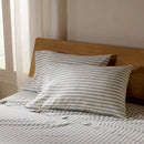 King Relaxed Linen Stripe Pillowcase Set Cove & Parchment