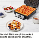 Chefman 4-Slice Belgian Waffle Maker With Adjustable Temperature and Nonstick Plates - Black