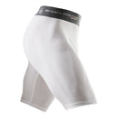 Compression Athletic Shorts with Protective Cup - White