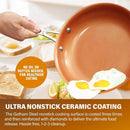2 PK Non Stick Frying Pans Set for Cooking,10+11 Inch Nonstick Frying Pans with Ceramic Surface, Induction, Hard Anodized Frying Pans Nonstick Skillets, Oven/Dishwasher Safe, Copper