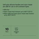 10pc Soft Grip Nylon Kitchen Utensil Set Gray - Figmint™