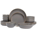 16 Pc Options Gray Dinnerware Set Bowl Plate Stoneware