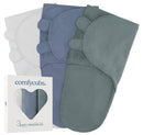 Swaddle Blankets 3 Pack Sleep Sack Velcro - Large 3-6 Months, Stone, Nomadic Blue, Azul