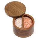 Acacia Divided Salt Box with Swivel Cover