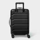 Hardside Carry-On Spinner Suitcase with Front Pocket - Black
