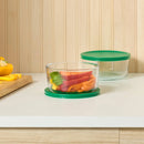 4pc (set of 2) 4c Round Glass Food Storage Container Set Green - ™