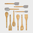10pc Bamboo Utensil Set with Silicone Natural Wood