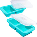 2 Cup Silicone Freezer Tray with Lid - Meal Prep Container - Aqua - 2-Pack