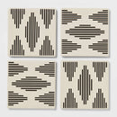 Modern Diamond Stoneware Coasters - Black and Cream