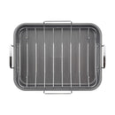 12" x 16" Nonstick Roaster with Rack: Steel, Riveted Handle, Oven-Safe, Turkey Roasting Pan, Even-Heating