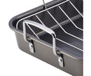 12" x 16" Nonstick Roaster with Rack: Steel, Riveted Handle, Oven-Safe, Turkey Roasting Pan, Even-Heating