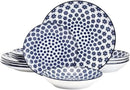 Blooming Delight Floral 12 Piece Dinnerware Set - Blue White