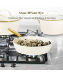 Natural Hammered Collection Pro Nonstick Frying Pan Set - Beige