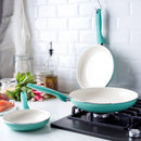 Rio 3pk (7", 9.5" & 11") Ceramic Nonstick Frypan Set - Turquoise