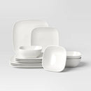 12pc New Porcelain Square Coupe Dinnerware Set - Threshold™