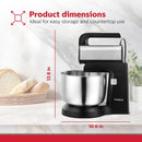 250W 5-Speed Hand and Stand Mixer with LED Light, Black/Stainless Steel