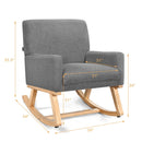 Upholstered Rocking Chair With and Solid Wood Base-Gray