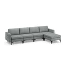 Convertible Sectional Sofa With Reversible Ottoman-4-Seat L-Shaped With 2 USB Ports