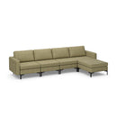 Modular L-Shaped Sectional Sofa With Reversible Ottoman and 2 USB Ports-Green