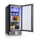 Compact Refrigerator With Adjustable Thermostat and Stainless Steel Door-Silver