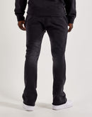 First Row Rhinestone Stacked Fleece Joggers
