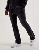 First Row Rhinestone Stacked Fleece Joggers