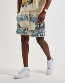 First Row Lost Utopia Rhinestone Fleece Shorts