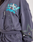 First Row Washed Graphic Pullover Hoodie