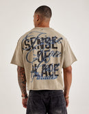 First Row Peace Cropped Rhinestone Tee