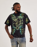 First Row Skull Flames Studded Tee