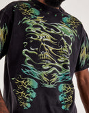 First Row Skull Flames Studded Tee