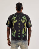 First Row Skull Flames Studded Tee
