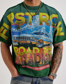 First Row Cropped Road Rhinestone Tee