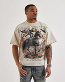 First Row Cropped Horse Flag Rhinestone Tee