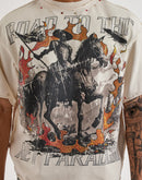 First Row Cropped Horse Flag Rhinestone Tee