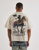 First Row Cropped Horse Flag Rhinestone Tee