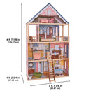 Charlotte Classic Wooden Dollhouse With 15-Piece Accessories