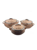 Tabakh Florina Mega Casserole Set–3-Piece Insulated Hotpots with Elegant Floral Design | Premium Thermal Food Containers (1500, 2000, 3000 ml)