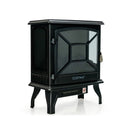 1400W Electric Stove Heater With 3-Level Flame Effect and 3-Sided View-Black