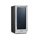 15 Inch 100 Can Built-in Freestanding Beverage Cooler Refrigerator With Adjustable Temperature and Shelf-Silver