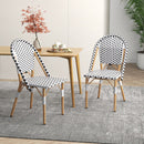 French Bistro Chair Set of 2 With Galvanized Metal Framex-White
