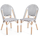 French Bistro Chair Set of 2 With Galvanized Metal Framex-White