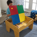 Reversible Wooden Activity Table With Board and Train Set - Natural