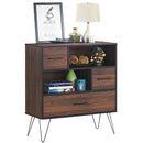 3-Tier Wood Storage Cabinet With Drawers and 4 Metal Legs