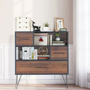 3-Tier Wood Storage Cabinet With Drawers and 4 Metal Legs