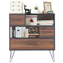 3-Tier Wood Storage Cabinet With Drawers and 4 Metal Legs