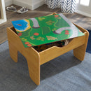 Reversible Wooden Activity Table With Board and Train Set - Natural