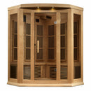 Golden Designs Sauna: Maxxus 3 Person Corner Near Zero EMF FAR Infrared Carbon - Canadian Hemlock - MX-K356-01-ZF