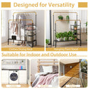 Rolling Double Rods Garment Rack With Height Adjustable Hanging Bars-Golden