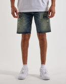 Grindhouse Distressed Patches Denim Shorts